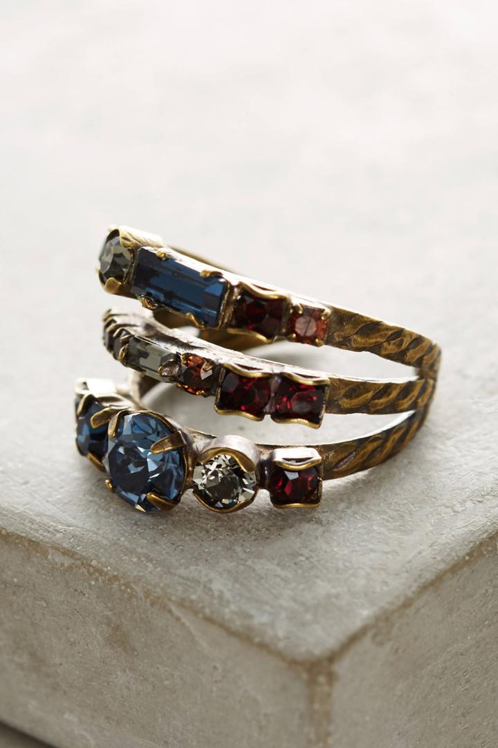 Sorrelli Tri-band Crystal Cocktail Ring