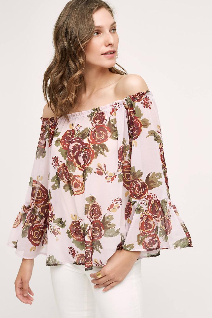 Floreat Rosarium Off-the-shoulder Blouse