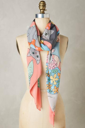 Karen Mabon Fancy Cats Silk Scarf