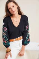 Anthropologie Helene Embroidered Peasant Blouse