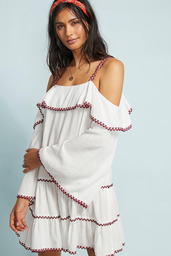 Red Carter Open-shoulder Cover-up Dress