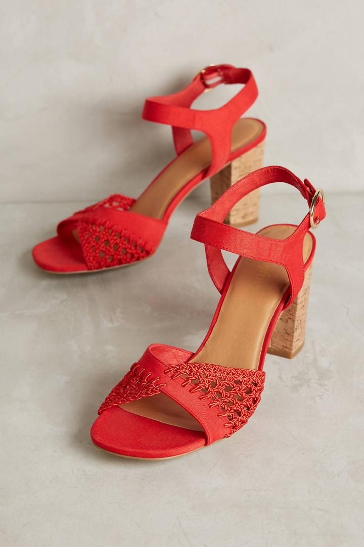 Farylrobin Red Cork Block Heel