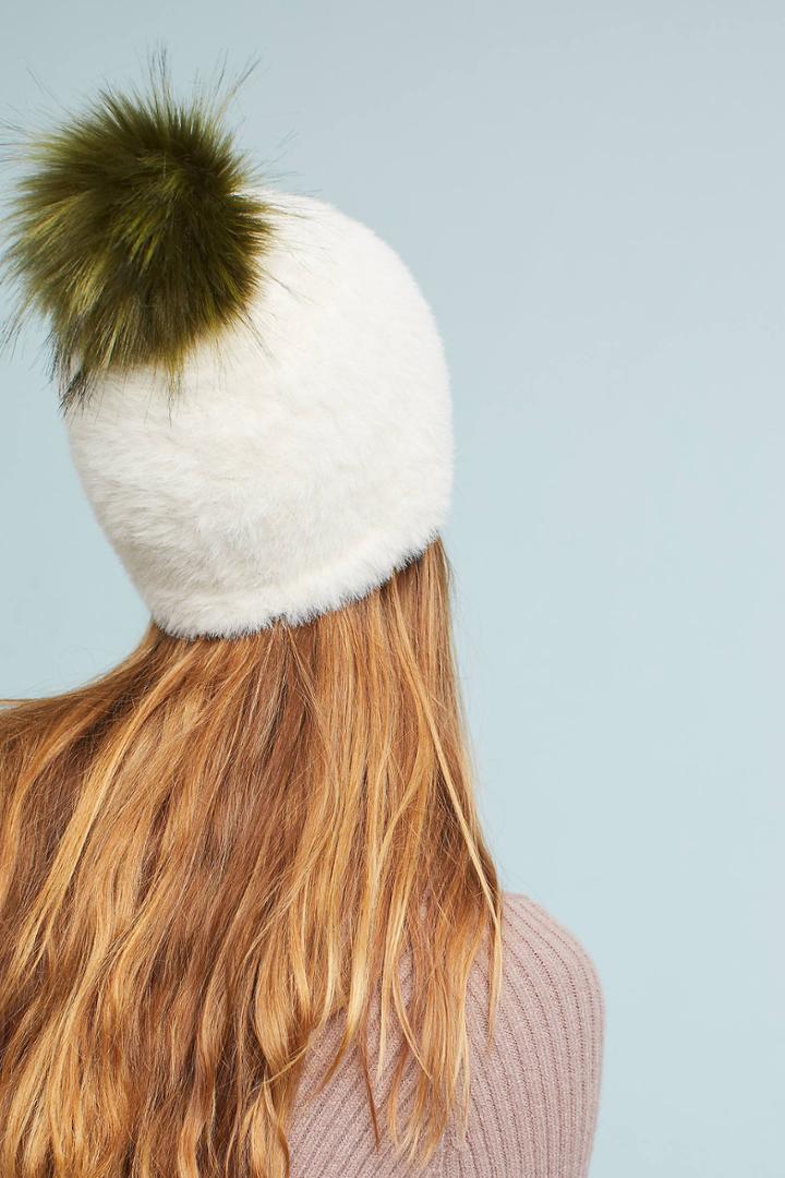 Anthropologie Cozy Pommed Beanie