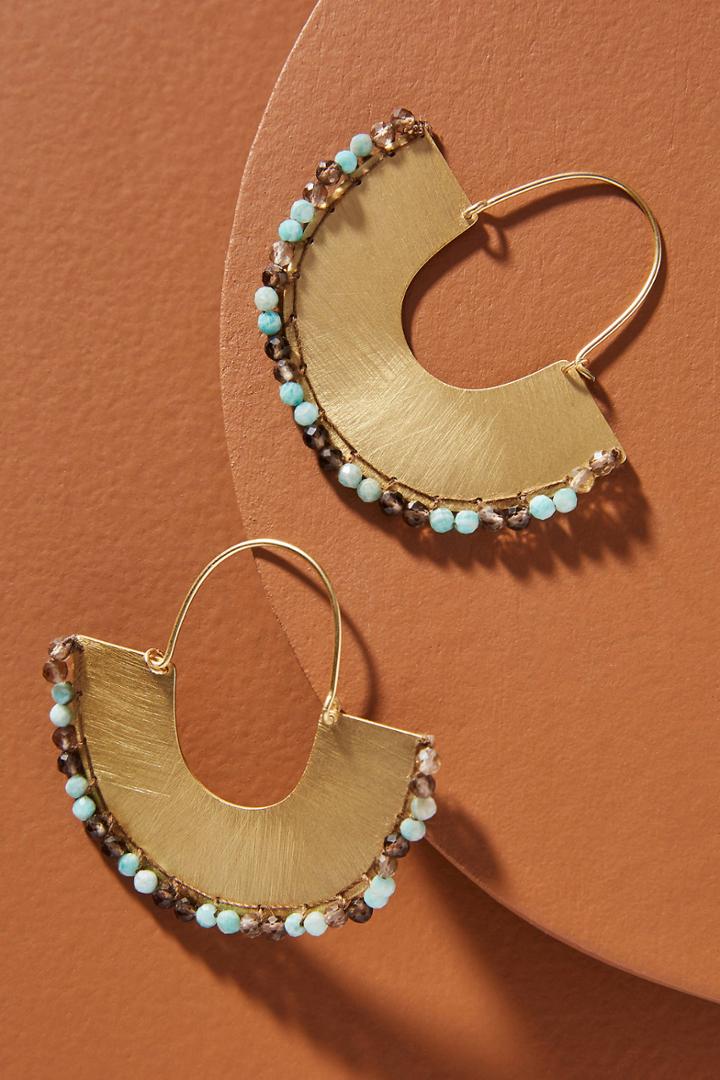 Anthropologie Isobel Beaded Hoop Earrings