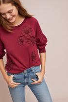 Blue Tassel Floral Applique Sweatshirt