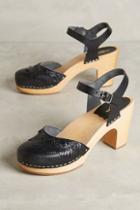 Swedish Hasbeens Fringy Clogs Black