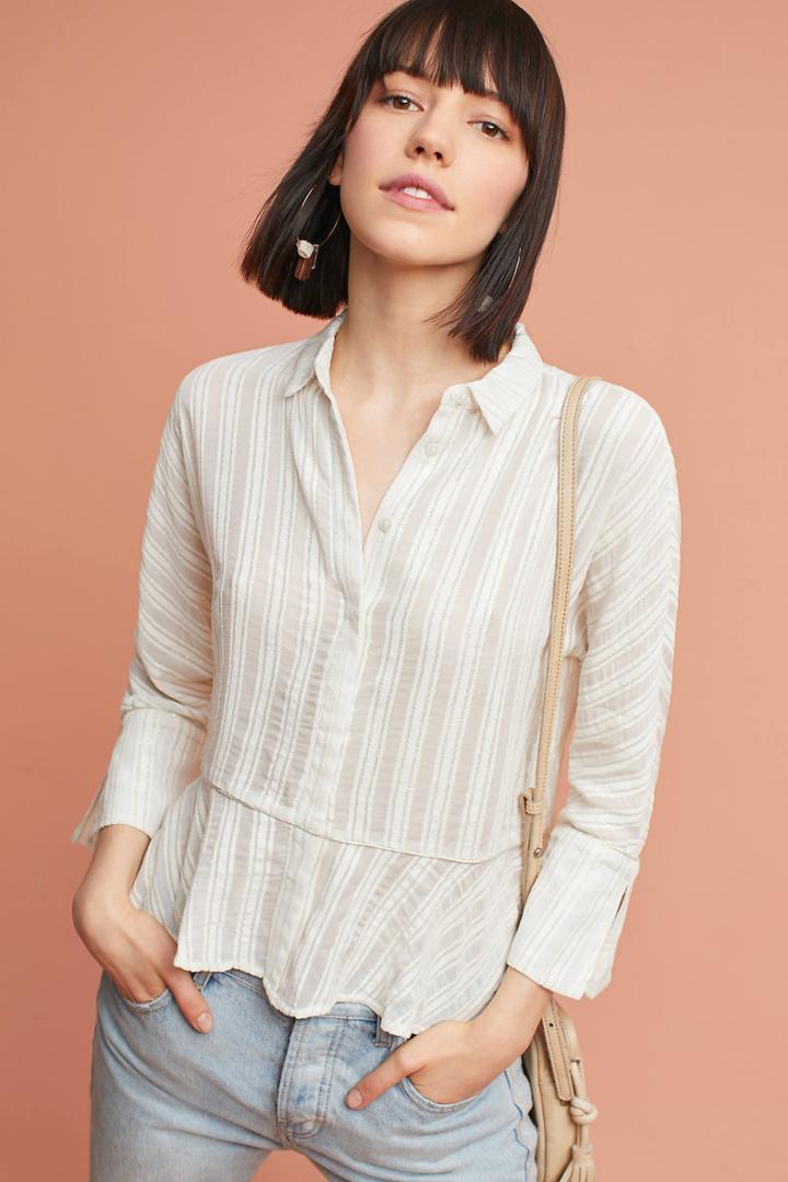 Kirei Striped Peplum Buttondown