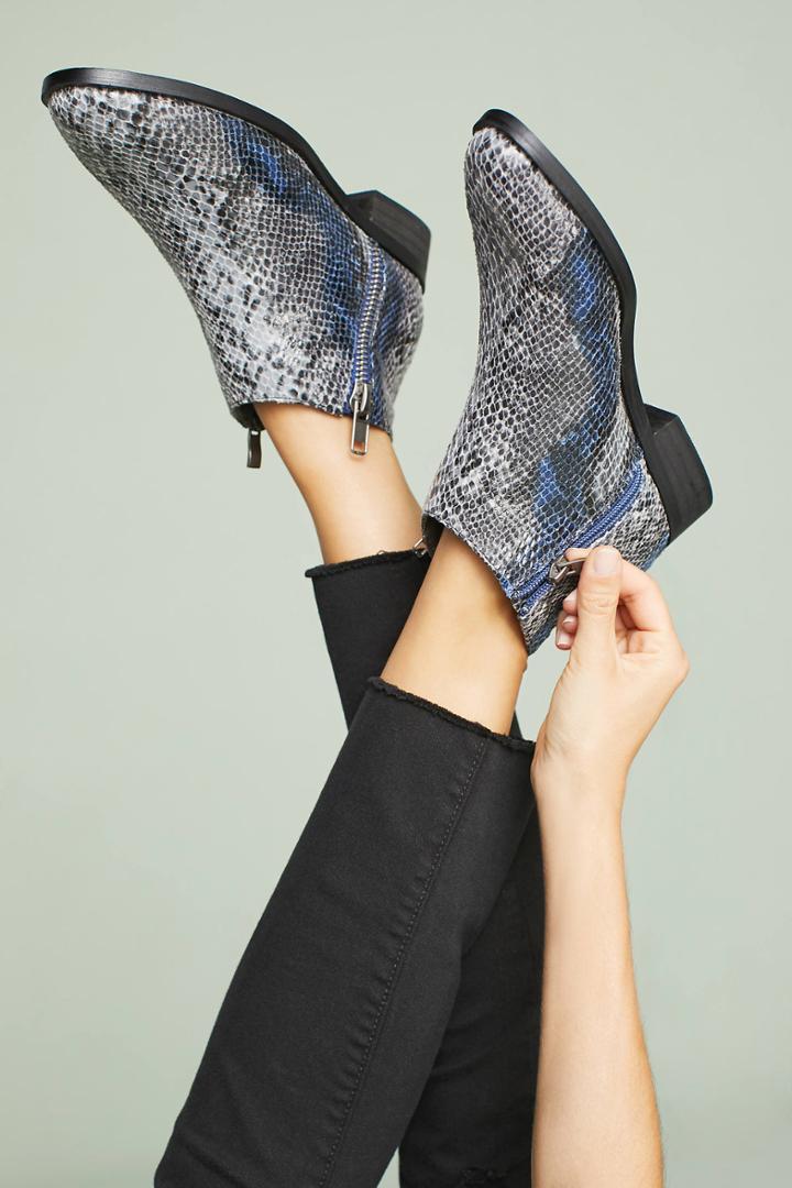 Vanessa Wu Snake-printed Ankle Booties
