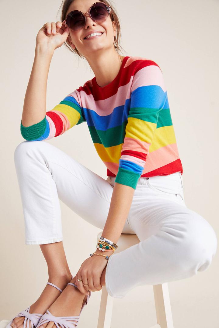 Chinti & Parker Rainbow-striped Cashmere Pullover