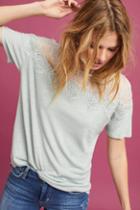 Blue Tassel Linen & Lace Top