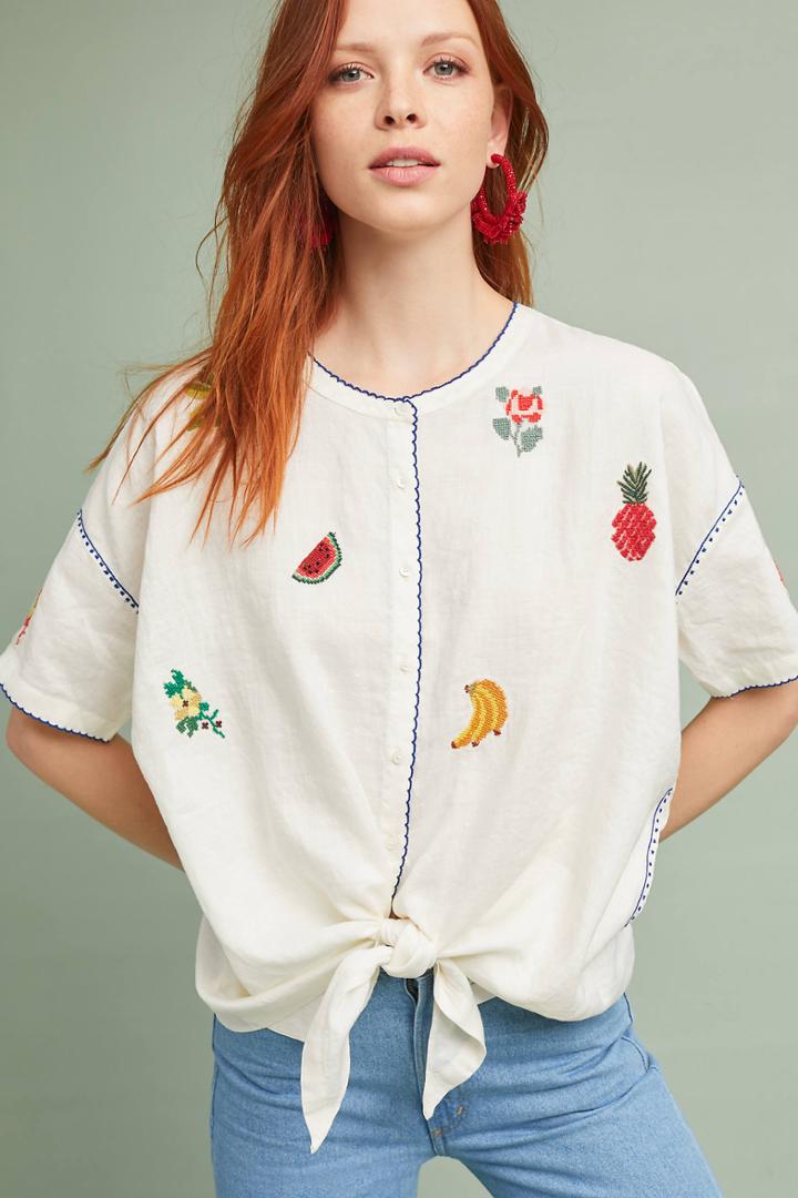 Intropia Fruitopia Embroidered Top