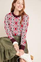 Moth Geometric Floral Cropped Pullover