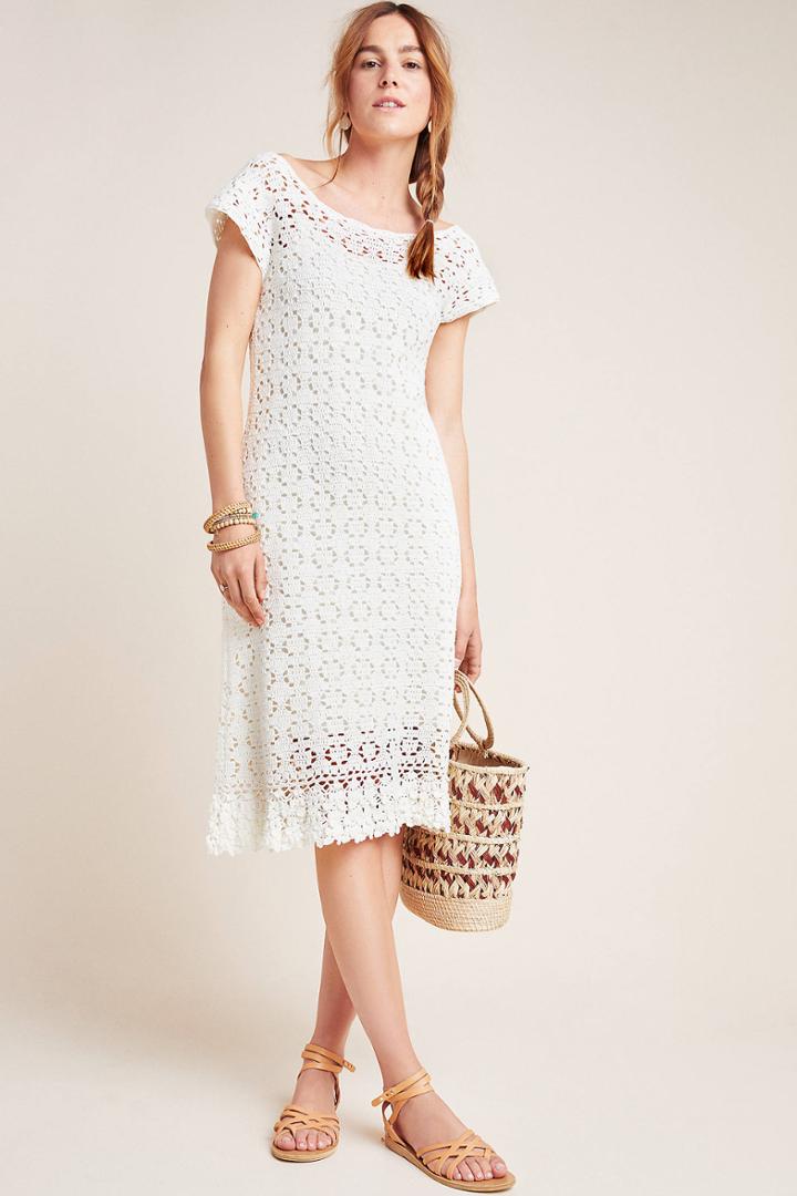 Anthropologie Brittania Crochet Midi Dress