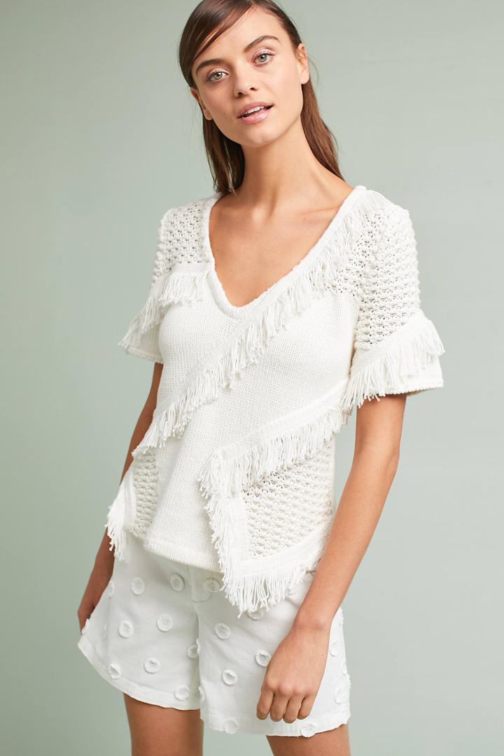 Anthropologie Kurie Fringed Pullover