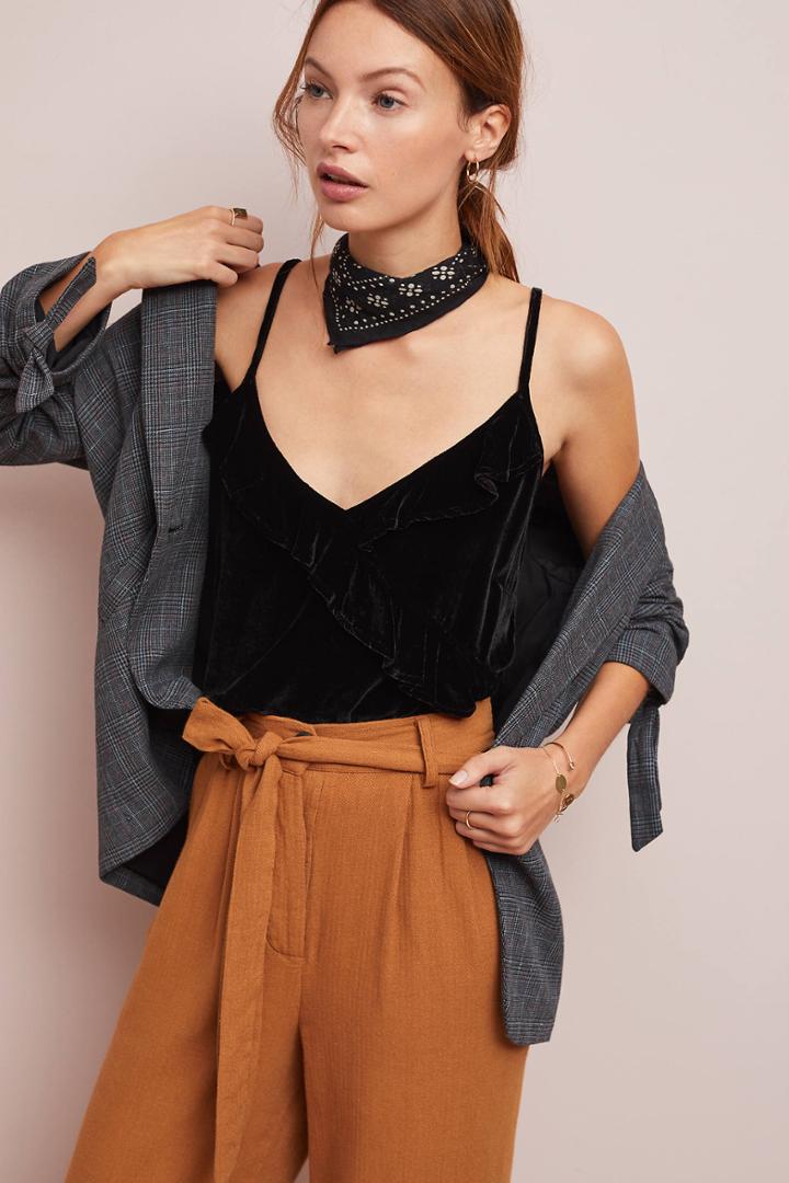 Cloth & Stone Ruffled Velvet Cami