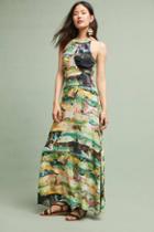 Kachel Painterly Silk Maxi Dress