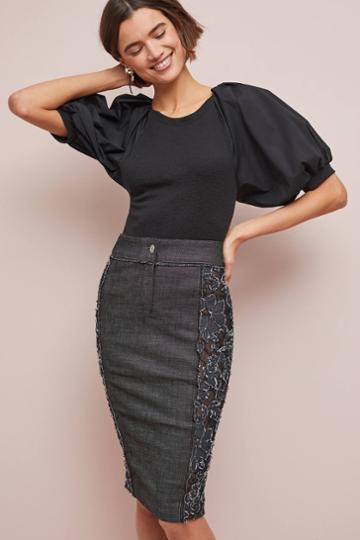 Byron Lars Denim Pencil Skirt