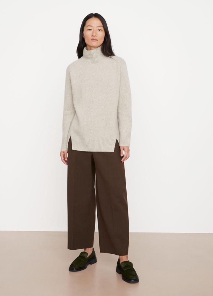 Vince Donegal Cashmere Side Slit Turtleneck Sweater