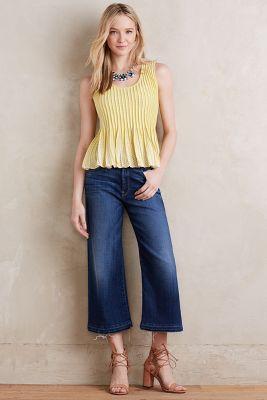 7 For All Mankind High-rise Culottes Brilliant Blue Broken