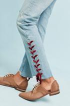 Pilcro And The Letterpress Pilcro Velvet-laced Mid-rise Slim Straight Jeans