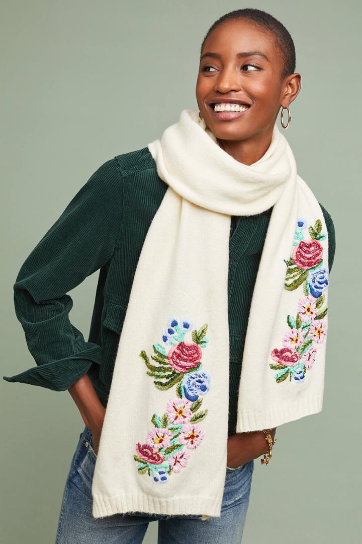 Danielle Kroll X Anthropologie Bunched Buds Wool Scarf