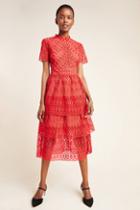 Hailee C Marlee Tiered Lace Midi Dress