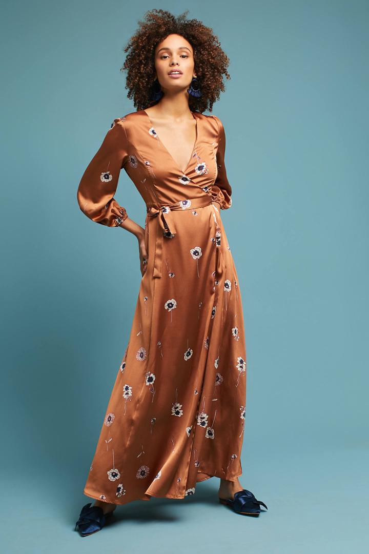 Astr Printed Wrap Maxi Dress