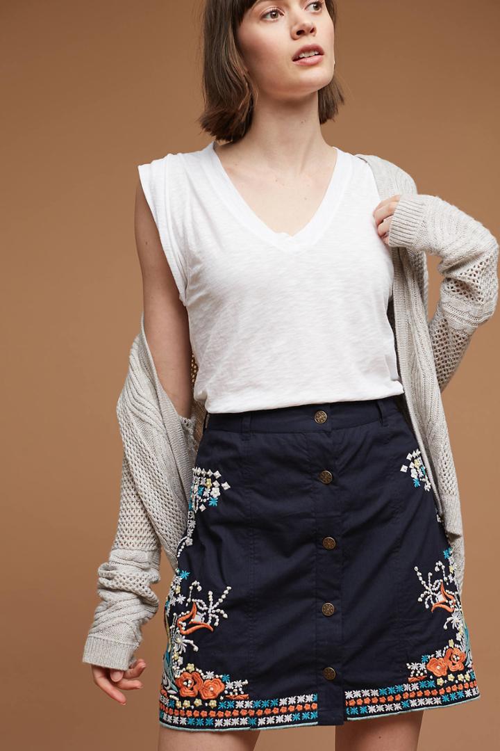 Hd In Paris Embroidered Floral Mini Skirt