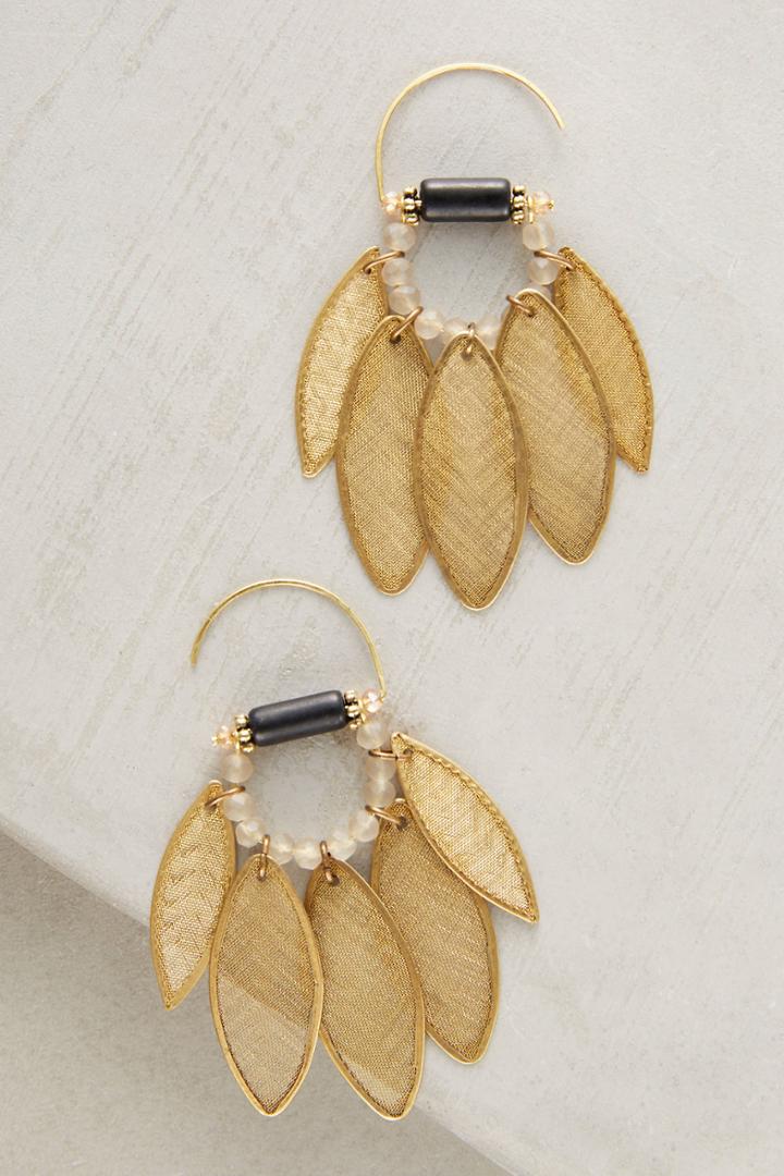 Mimi Scholer Barcelona Golden Leaf Earrings