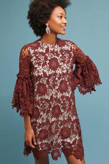 Korovilas Lace Bell-sleeve Shift Dress