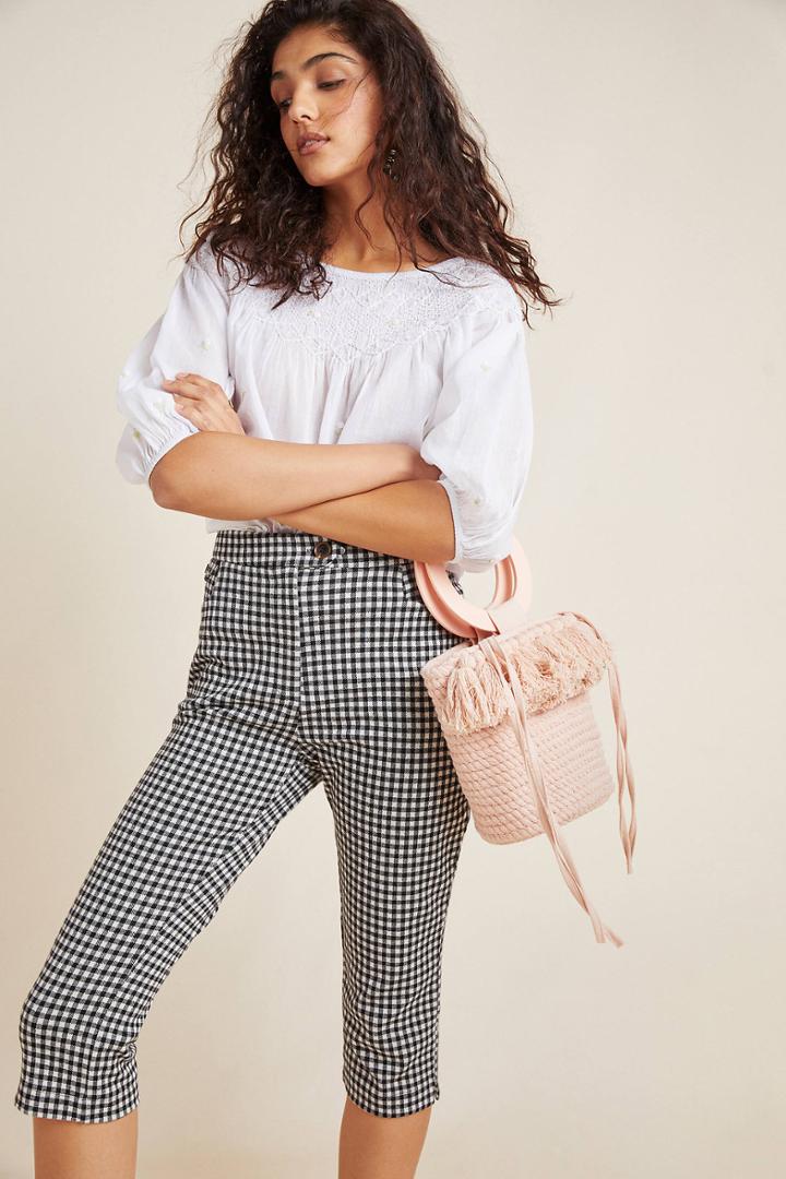Anthropologie Gingham Pedal Pusher Pants