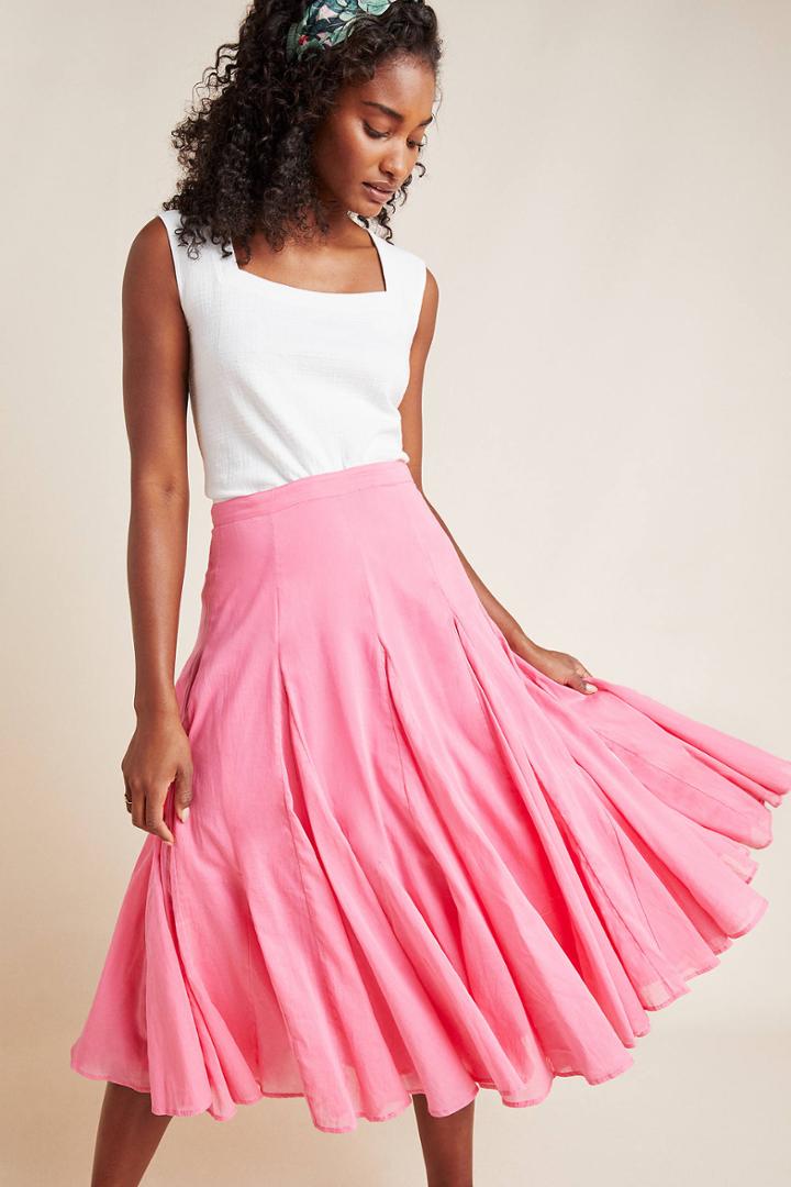 Maeve Arielle Flounced Midi Skirt