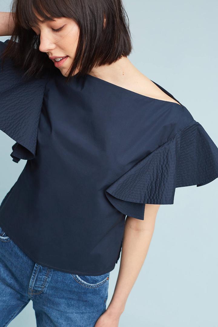 Whit Ruffled Poplin Top