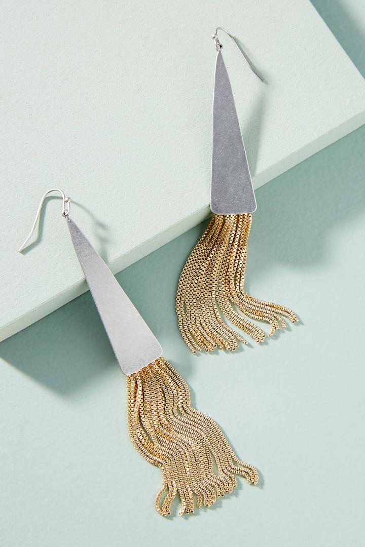Anthropologie Fringed Triangle Drop Earrings