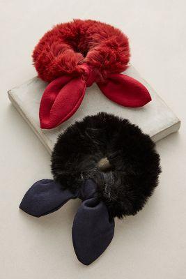 Anthropologie Faux-fur Pony Holder Set