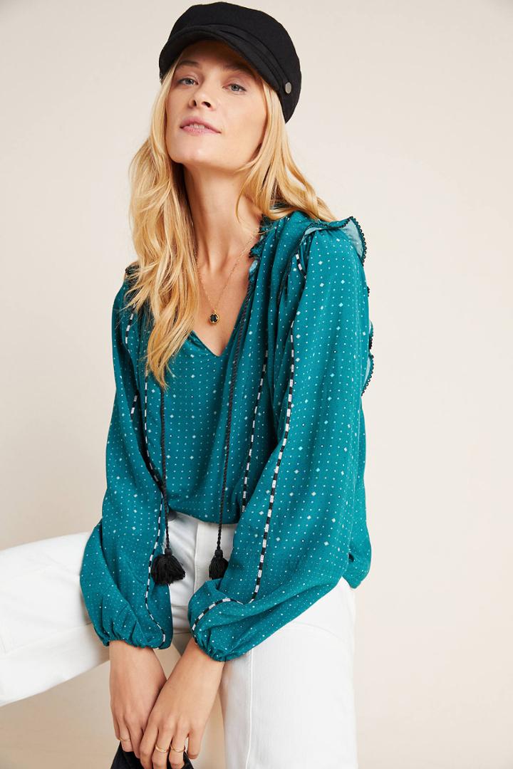 Dolan Left Coast Noelle Embroidered Peasant Blouse