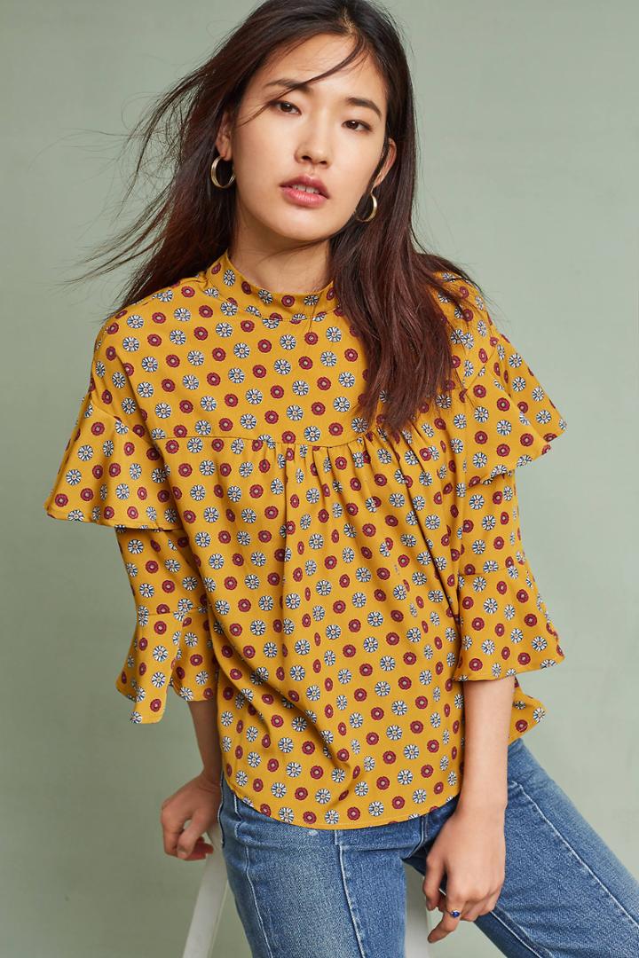 Eri + Ali Printed Peasant Top