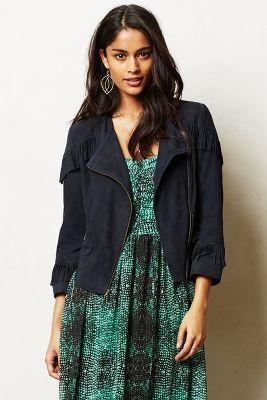 Anthropologie Fringed Suede Jacket