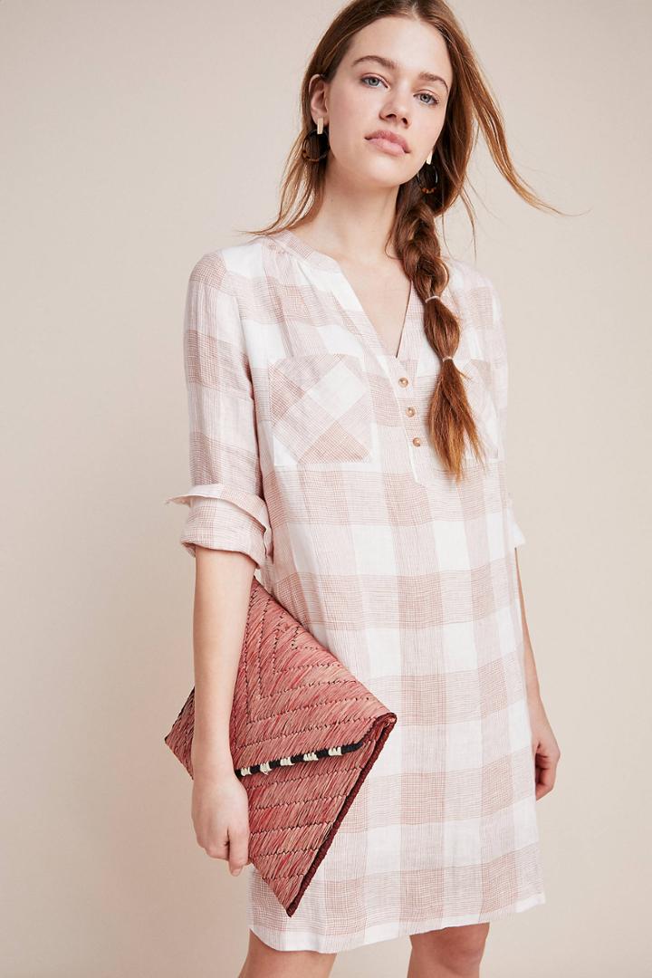 First Monday Checked Linen Shirtdress