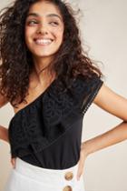 Anthropologie One-shoulder Lace Top