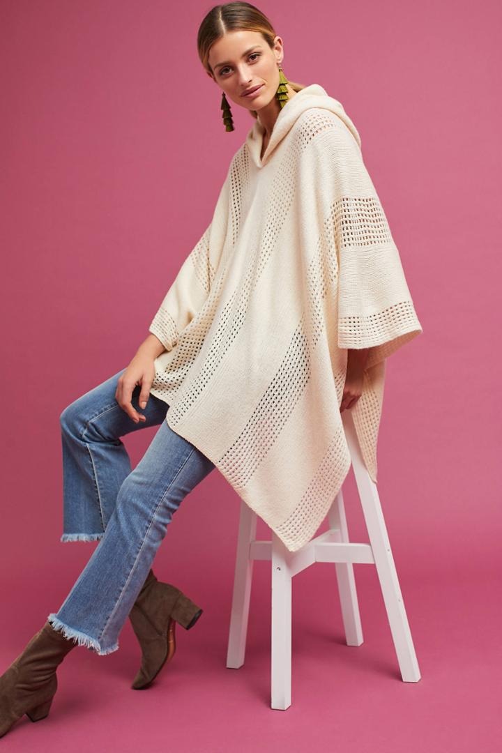 Anthropologie Hooded Knit Poncho