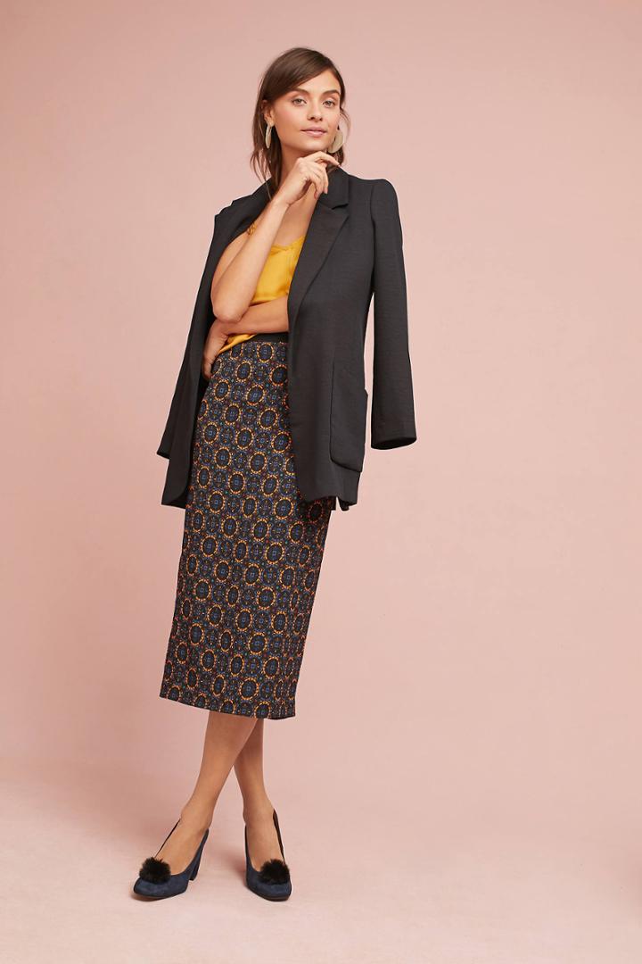Tracy Reese Silk Slim Midi Skirt