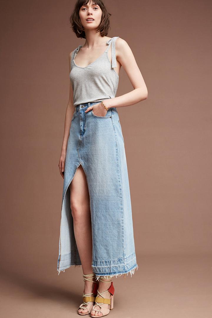 Lost In Lunar Vented Denim Skirt