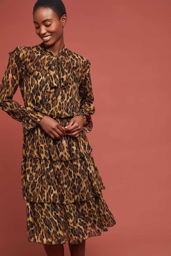 Ottod'ame Tiered Leopard Dress