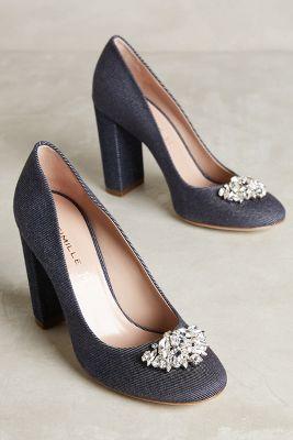 Deimille Embellished Denim Pumps Denim