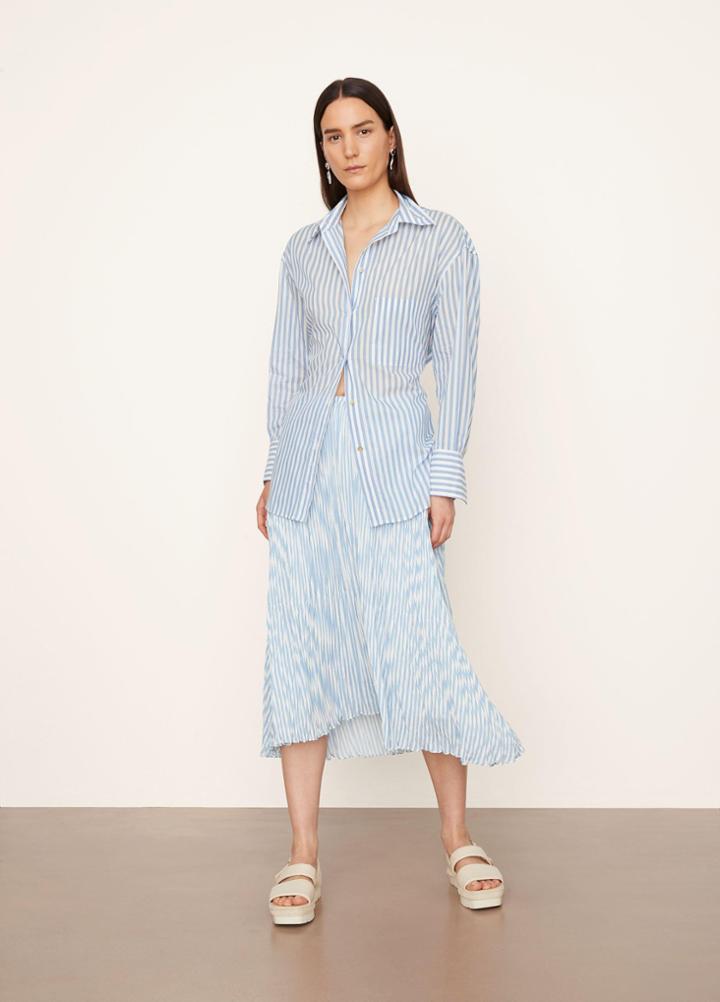 Vince Crushed Stripe Skirt