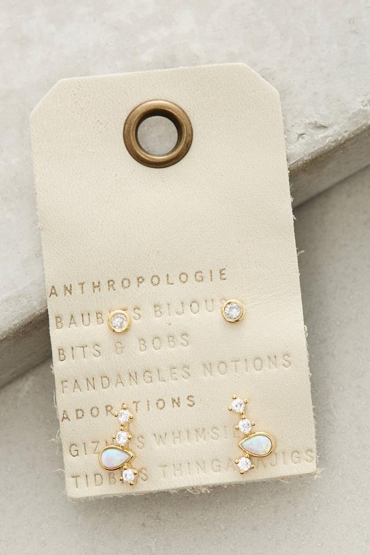 Anthropologie Opal Arc Earring Set