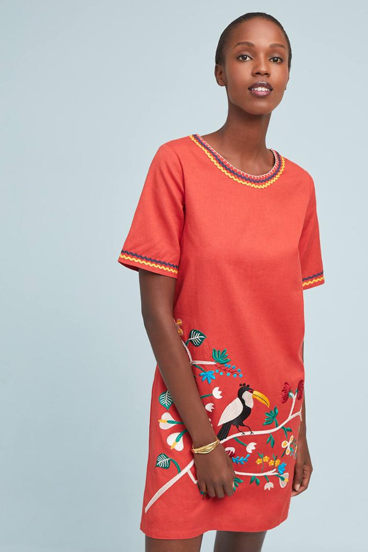 Corey Lynn Calter Toucan Embroidered Dress