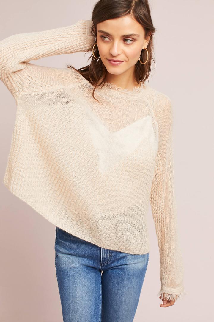 Moon River Sheer Raglan Sweater