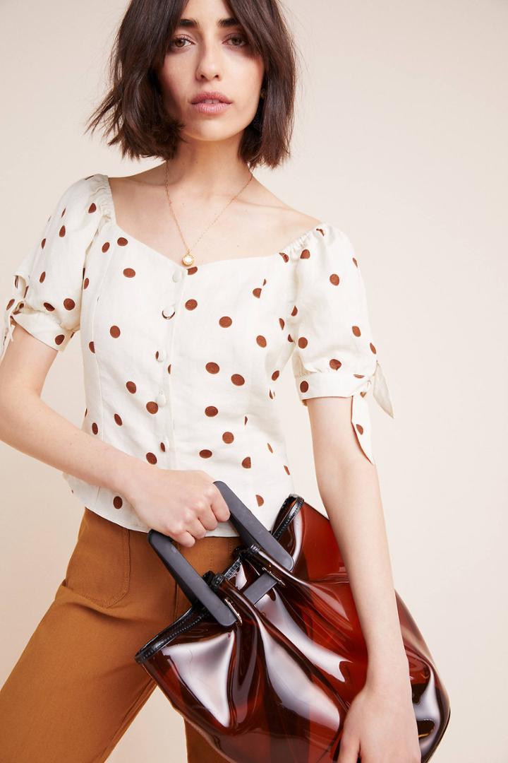 Moon River Frenchie Polka Dot Blouse